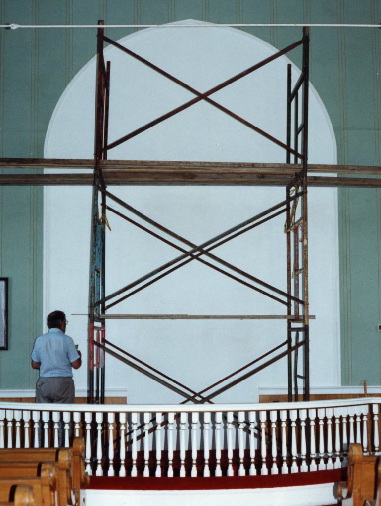 1993 Altar Painting Restoration - Scaffolding with blank canvas